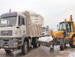 Yol kenarındaki karlar temizleniyor