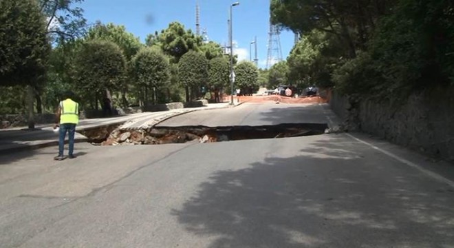 Son dakika... Çamlıca'da yol çöktü