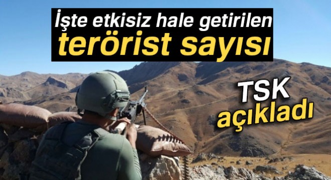 TSK: '1641 terörist etkisiz hale getirildi'
